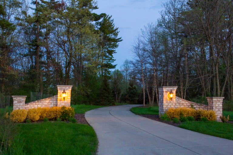 cement driveway at night